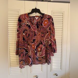 Women’s Chloe + Rene Multicolor Floral Summer Vibes Flowy Top Blouse Small Size